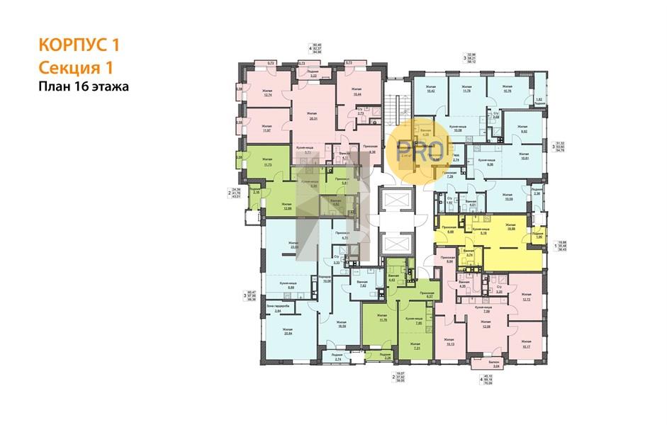 Планировка этажей 16