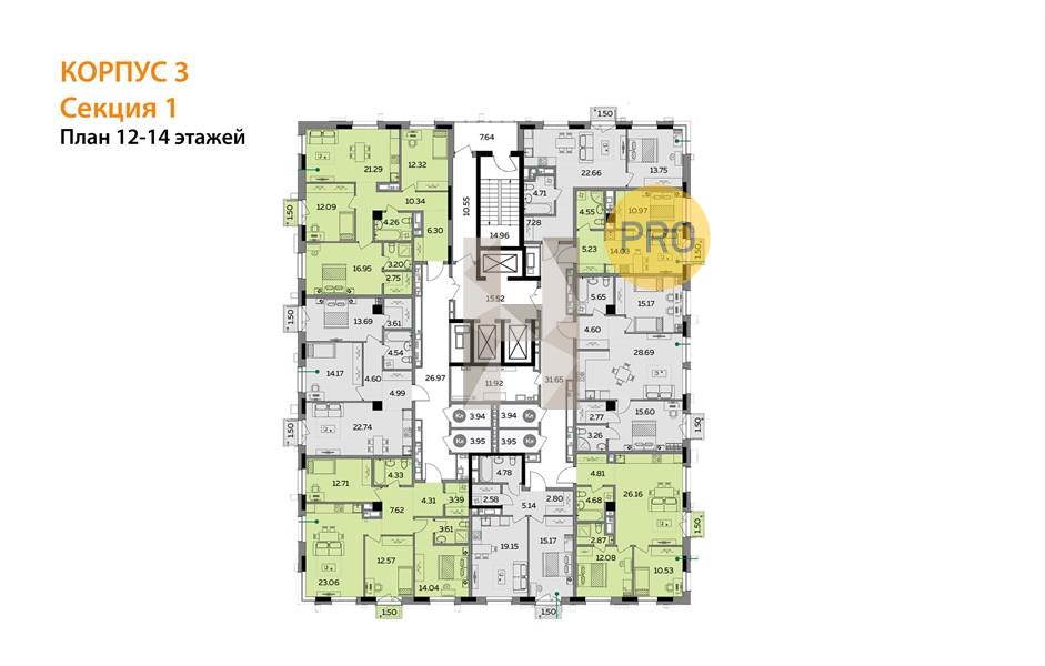 Планировка этажей 13-14