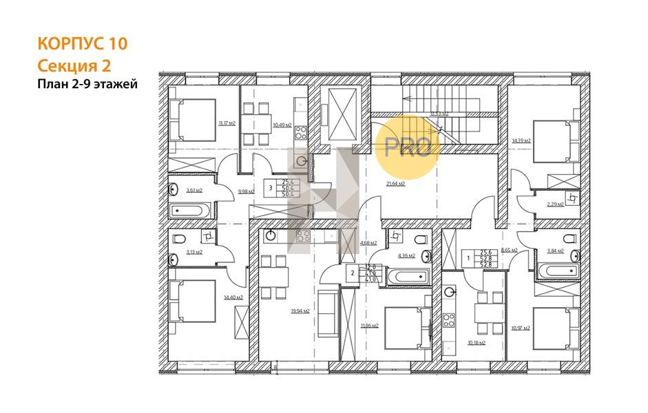 Планировка этажей 4, 6, 8