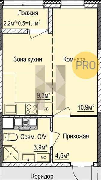 1-комнатная 29.8 м2 в ЖК ЖК «Покровский» корпус null этаж 10