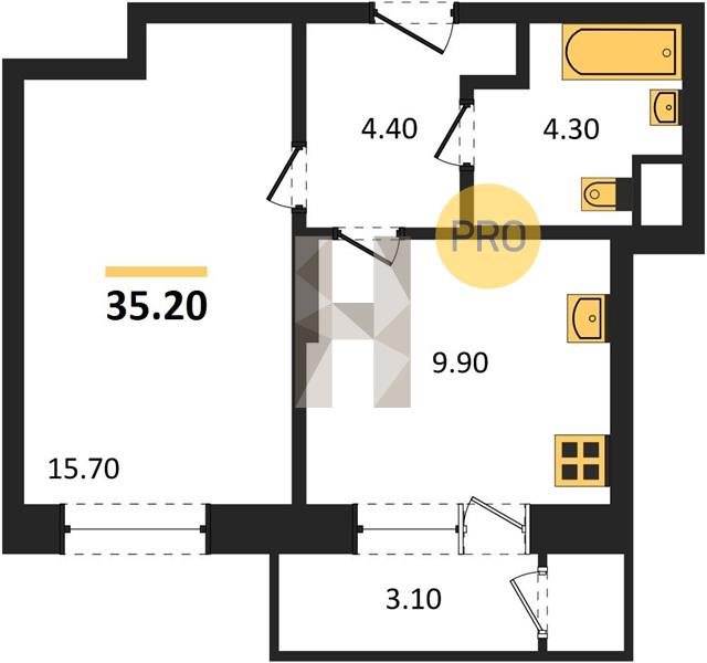 Купить 1-комнатную квартиру 34,5 м² по адресу Ижевск, Южный жилой район, жилой к