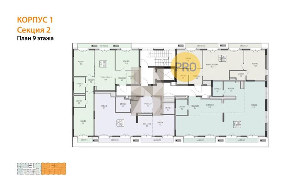 Планировка этажей 9