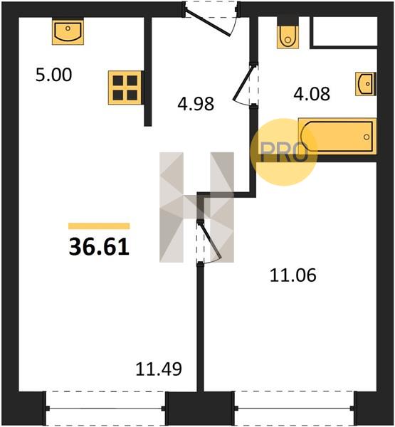 1-комнатная 36.6 м2 в ЖК Клубный поселок «Привилегия» корпус null этаж 5