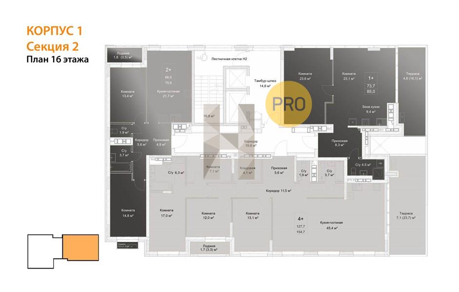 Планировка этажей 16