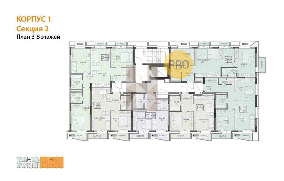Планировка этажей 3-7