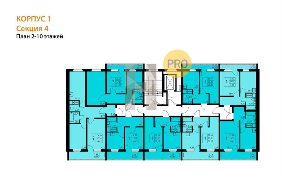 Планировка этажей 2, 6-10