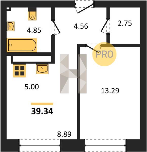1-комнатная 39.3 м2 в ЖК Клубный поселок «Привилегия» корпус null этаж 3