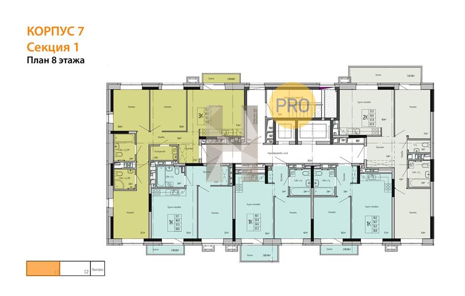 Планировка этажей 8