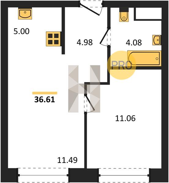 1-комнатная 36.6 м2 в ЖК Клубный поселок «Привилегия» корпус null этаж 4