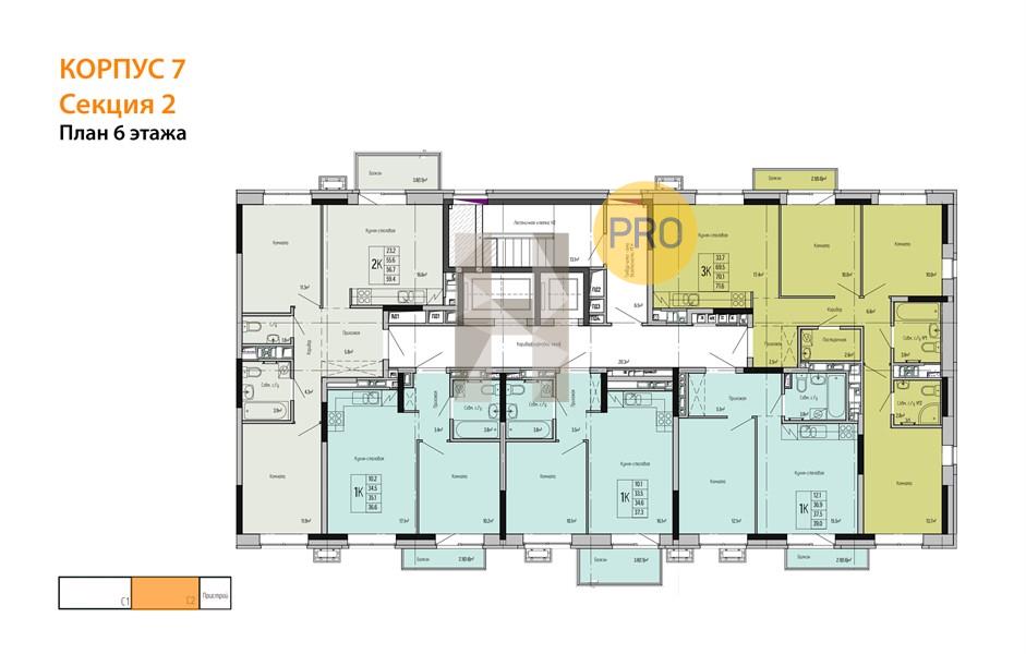 Планировка этажей 6