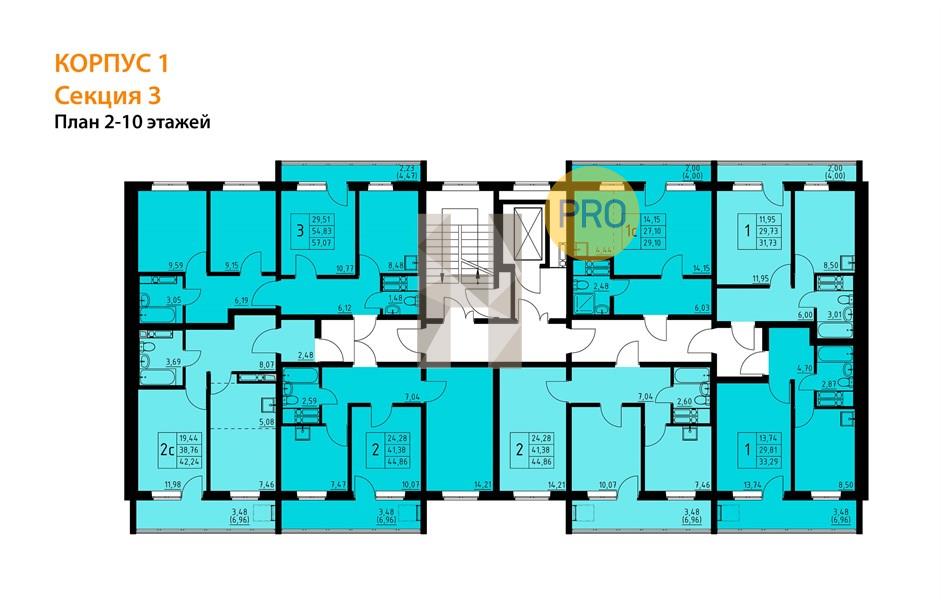Планировка этажей 2, 6-10