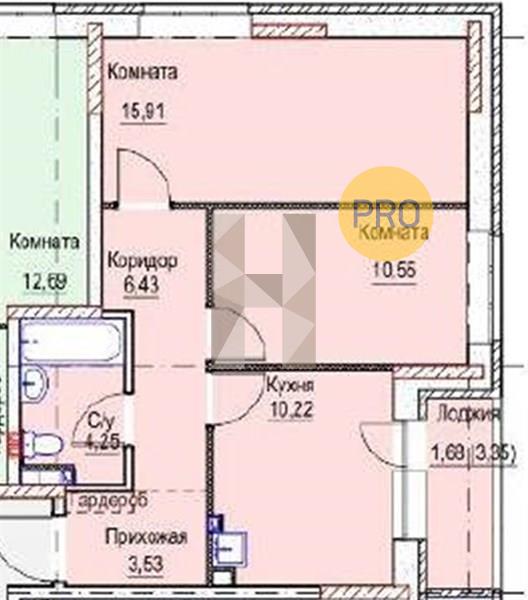 2-комнатная 52.6 м2 в ЖК Успенский корпус null этаж 2