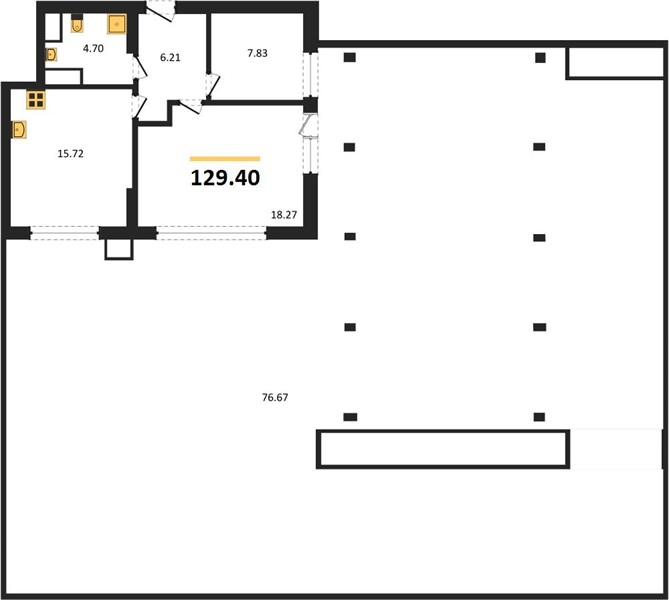 2-комнатная, 129,4 м² — планировка