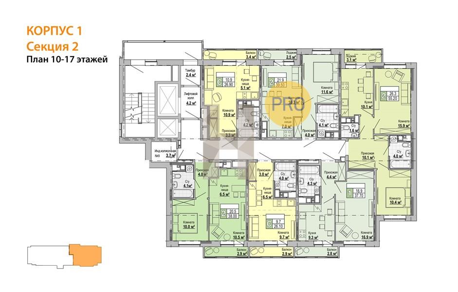 Планировка этажей 16