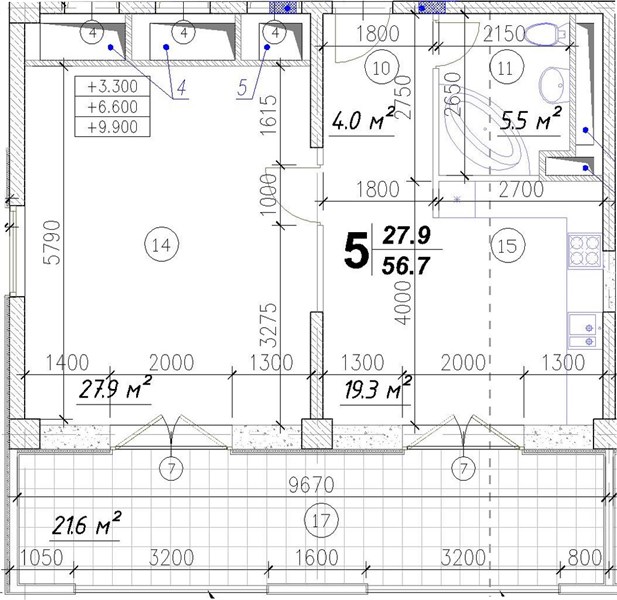 1-комнатная, 80,1 м² — планировка
