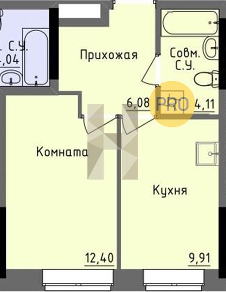 1-комнатная 32.5 м2 в ЖК Арден на Ключевом корпус null этаж 1