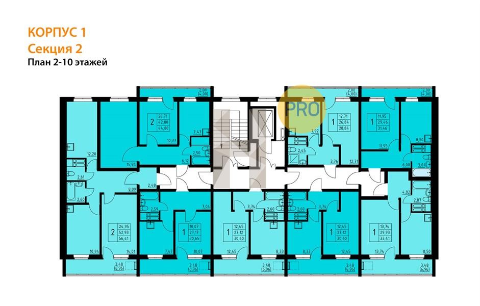 Планировка этажей 2-3, 5-10