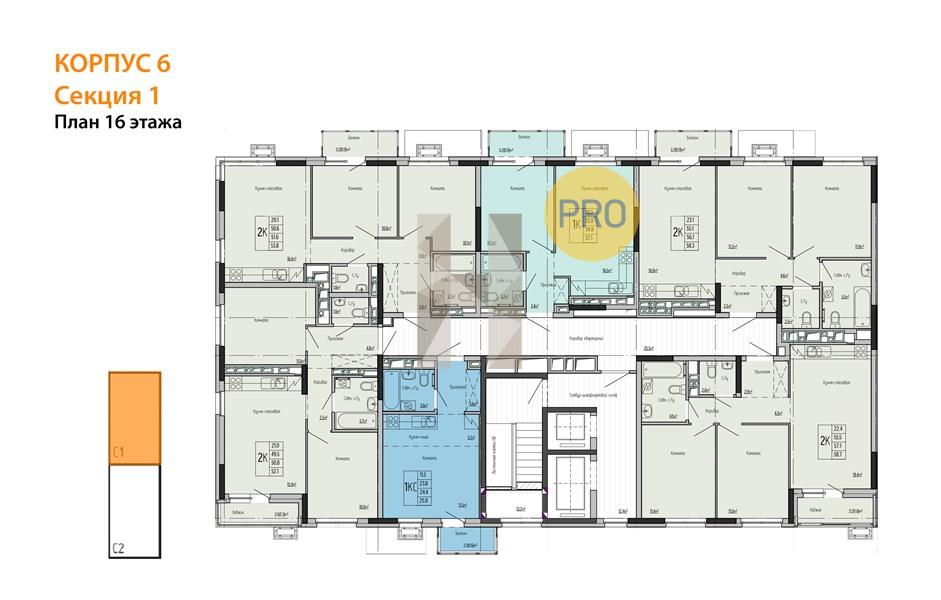 Планировка этажей 16