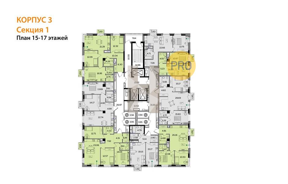 Планировка этажей 15-17