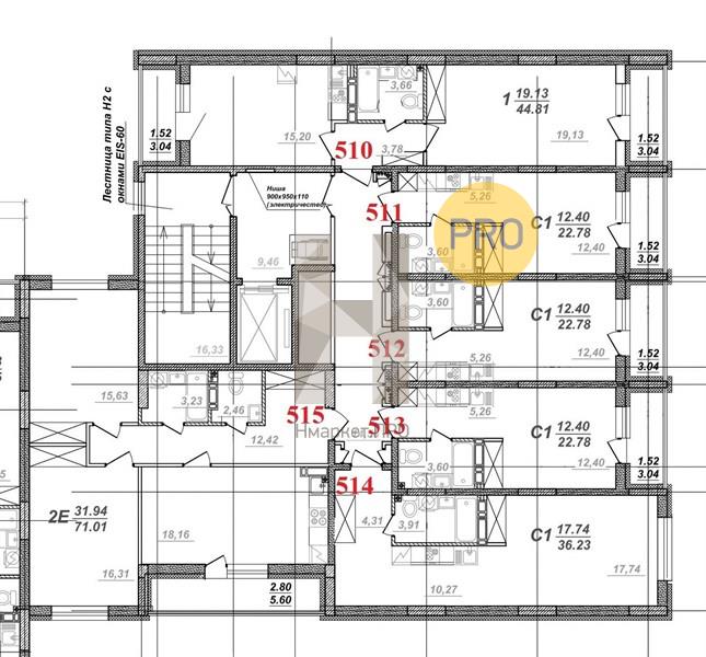 2—комн. квартира, 71.01 кв.м, 7/8 этаж