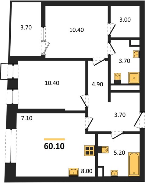 ЖК «N1» · 2-комнатная квартира · 60.1 м² · 6 этаж