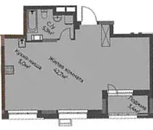 ЖК «Грандъ» · 1-комнатная квартира · 55.3 м² · 8 этаж
