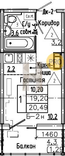 Квартира, 20.49 кв.м, 11/17 этаж