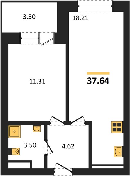 1—комн. квартира, 39.29 кв.м, 6/28 этаж