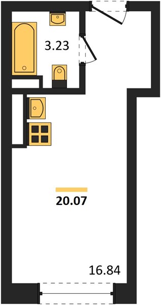 ЖК «Новая-Львовская» · Студия · 20.07 м² · 12 этаж