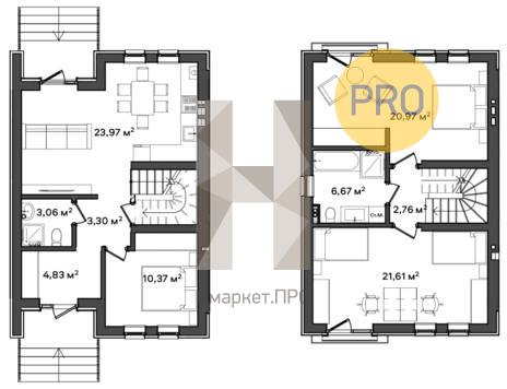 3—комн. квартира, 109.6 кв.м, 1/2 этаж