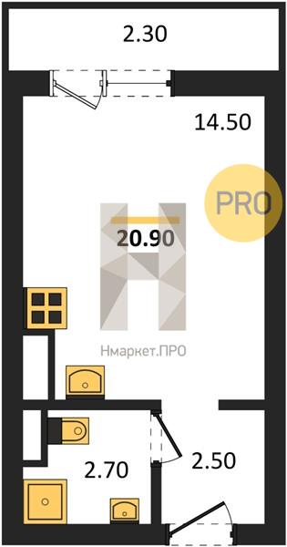 Квартира, 20.9 кв.м, 11/18 этаж