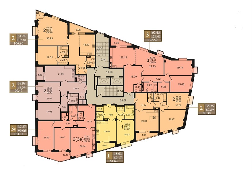 1—комн. квартира, 61.88 кв.м, 5/9 этаж