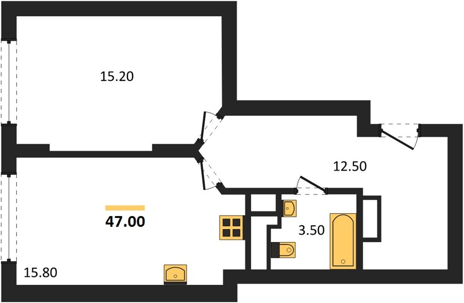 ЖК «Кипарис» · 1-комнатная квартира · 47 м² · 18 этаж