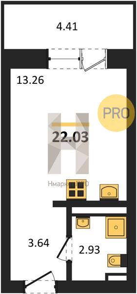 Квартира, 22.03 кв.м, 9/28 этаж