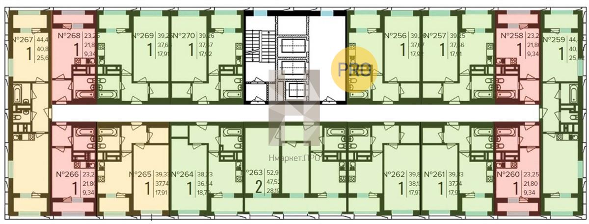 1—комн. квартира, 39.1 кв.м, 19/31 этаж