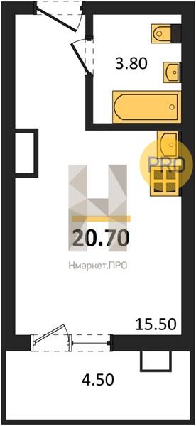 Квартира, 20.7 кв.м, 4/17 этаж