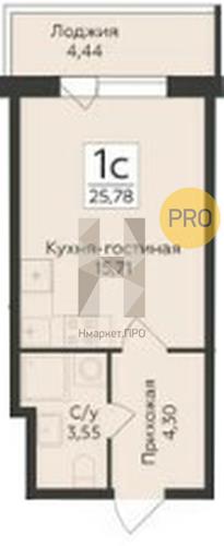 Квартира, 25.78 кв.м, 6/18 этаж