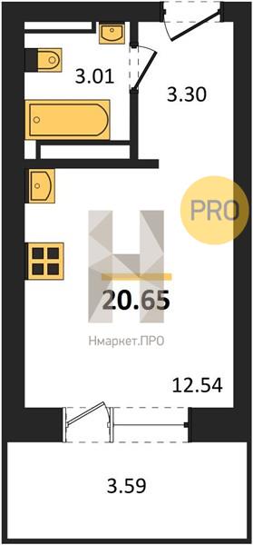 Квартира, 20.65 кв.м, 9/28 этаж