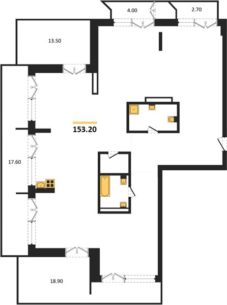 ЖК «Семашко» · 3-комнатная квартира · 153.2 м² · 5 этаж