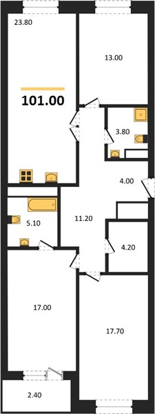 ЖК «Симфония Нижнего» · 3-комнатная квартира · 101 м² · 8 этаж