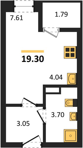 Квартира, 19.3 кв.м, 6/16 этаж