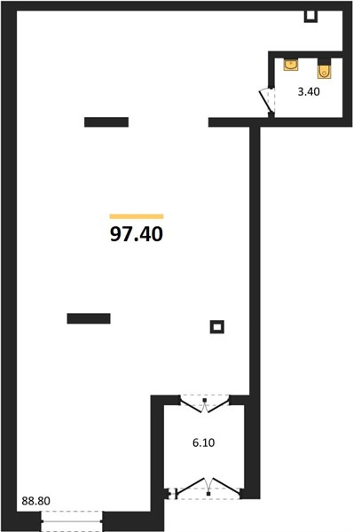 ЖК «N1» · 1-комнатная квартира · 97.4 м² · 1 этаж