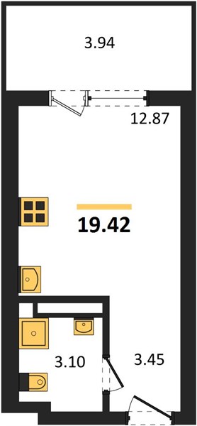 Квартира, 21.39 кв.м, 4/28 этаж