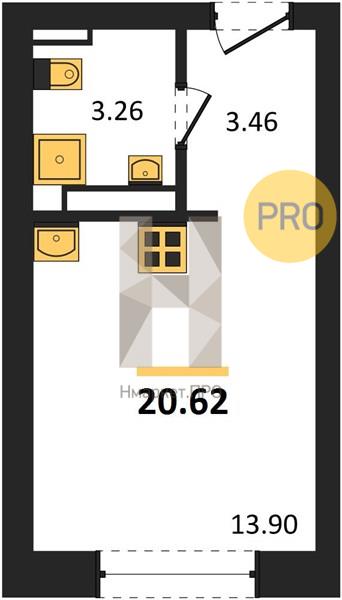Квартира, 20.62 кв.м, 18/28 этаж
