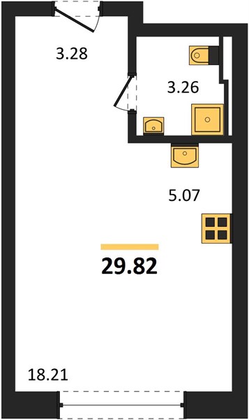 ЖК «Статус на Гребном канале» · Студия · 29.82 м² · 9 этаж