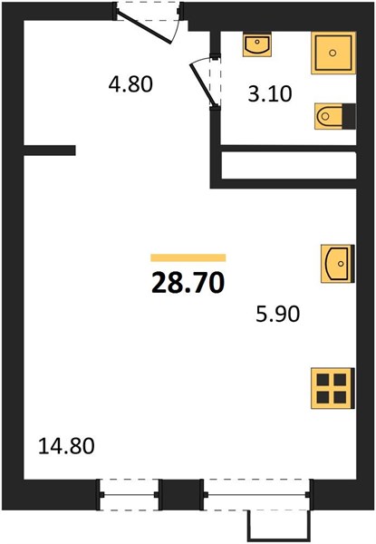 Квартира, 28.7 кв.м, 4/11 этаж