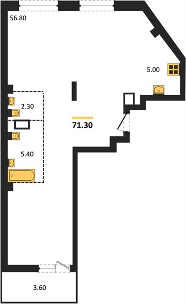 ЖК «Грандъ» · 1-комнатная квартира · 71.3 м² · 8 этаж