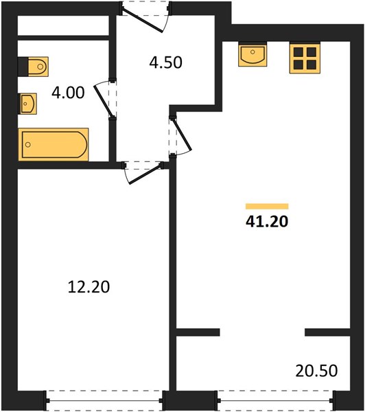 ЖК «Линдовский» · 1-комнатная квартира · 41.2 м² · 20 этаж