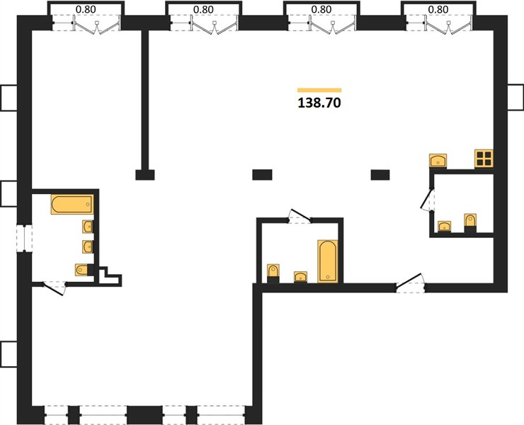 ЖК «Гермес» · 4-комнатная квартира · 138.7 м² · 2 этаж