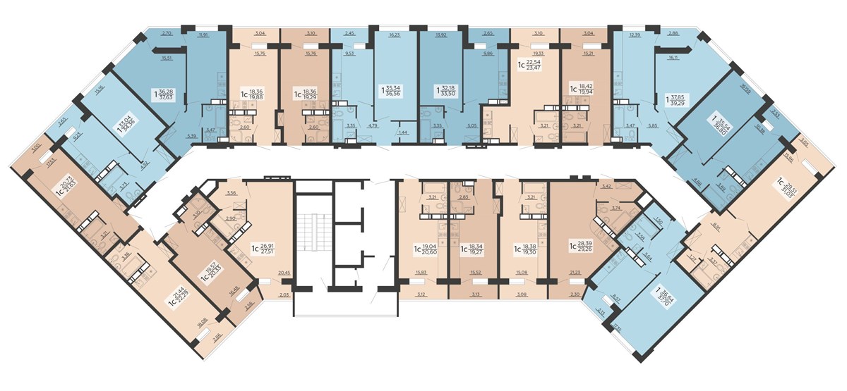 1—комн. квартира, 39.29 кв.м, 14/20 этаж